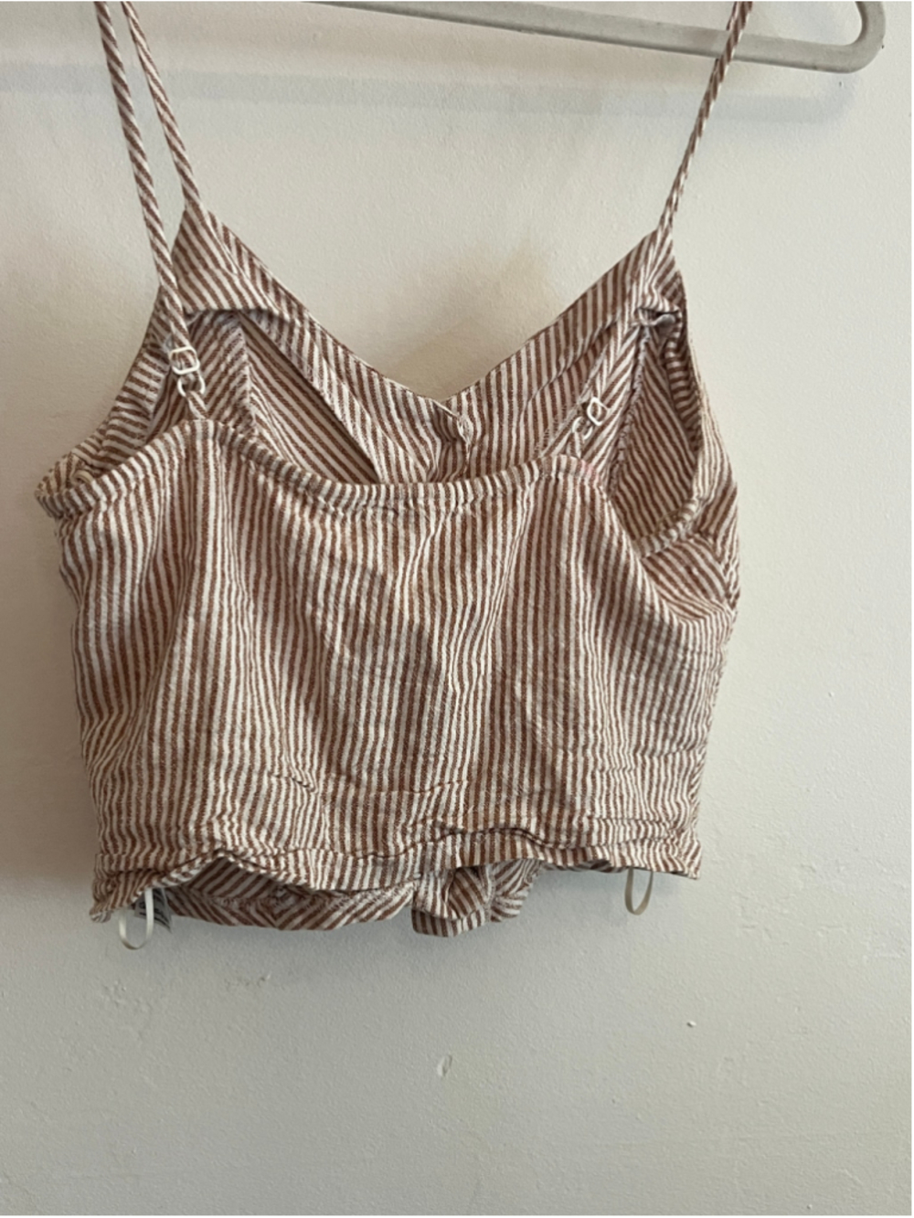 Women's Miss Selfridge Striped Crop Top Size 6 Brown & White - Picture 4 of 5